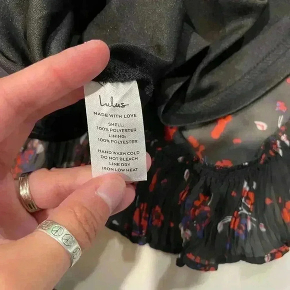 Lulus NWT Floral to See Black Floral Print Long Sleeve Mini Dress Womens Size XS - Picture 8 of 8